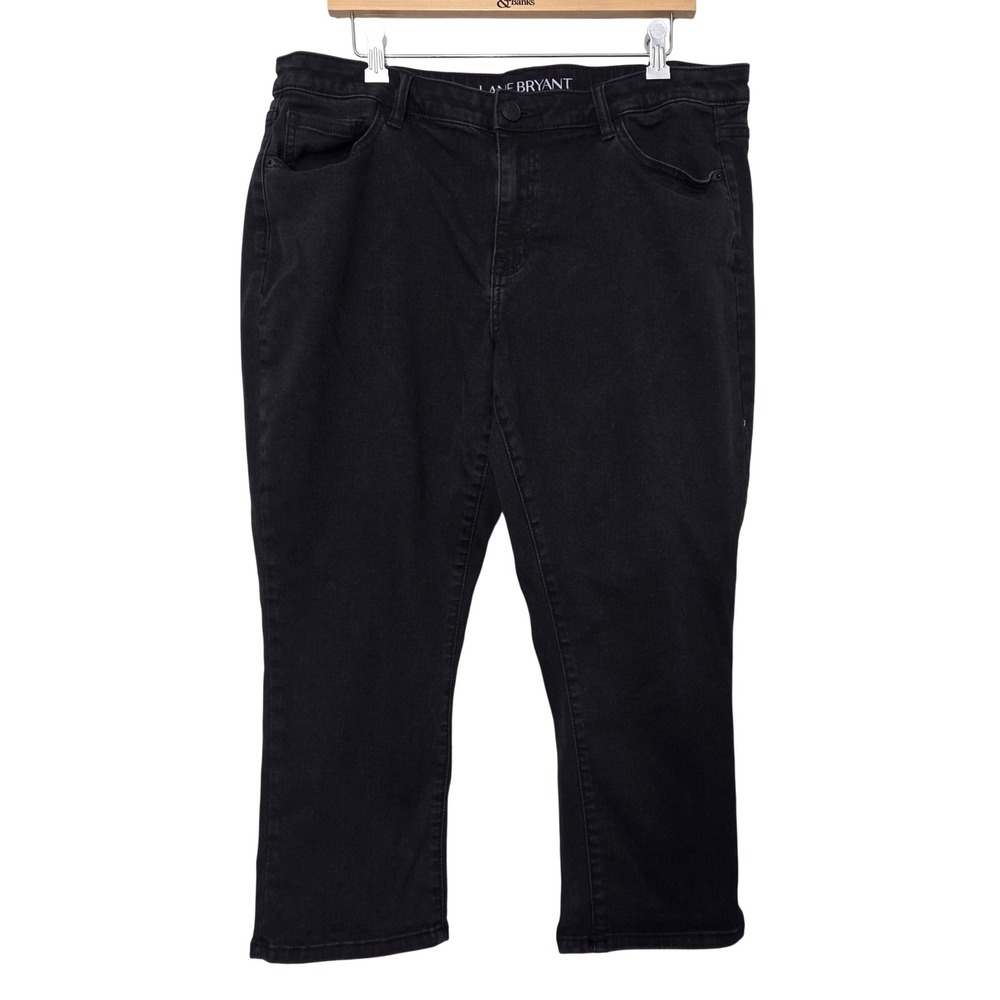 Lane Bryant Womens Plus Size 20 Black Super-Stretch Capri Low Rise Jeans Cropped